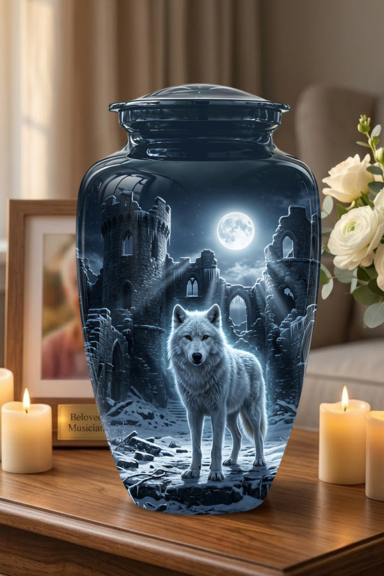 Night Wolf Memorial Urn - Moonlight Funeral Urns For Men & Women Ashes