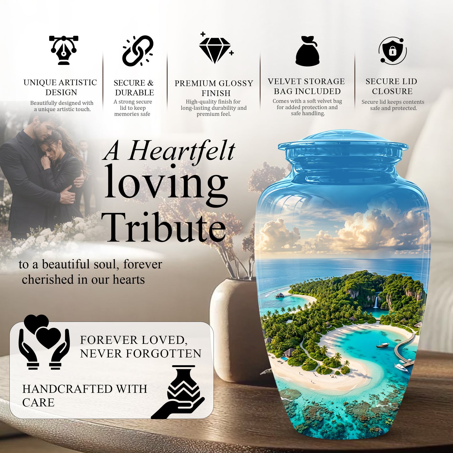 Beach Memorial Urns For Human Ashes - Custom Handmade Urns For Ashes
