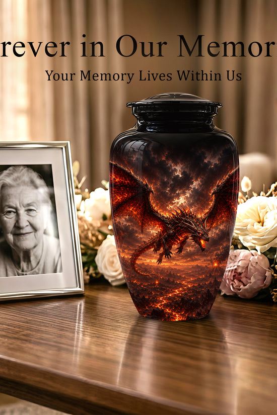 Dragon Fire Cremation Urn - Artistic Mythical Burial Urns For Human Ashes