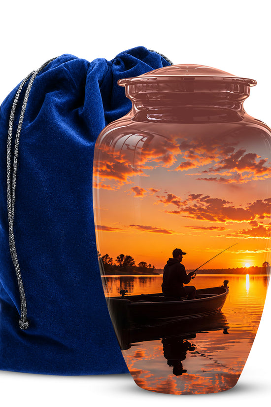 Fishing Sunset Cremation Urn - Beautiful Custom Urns For Dad On Sale