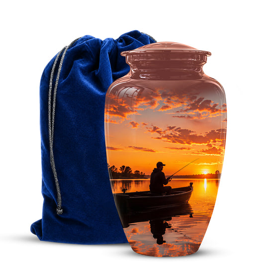 Fishing Sunset Cremation Urn - Beautiful Custom Urns For Dad On Sale