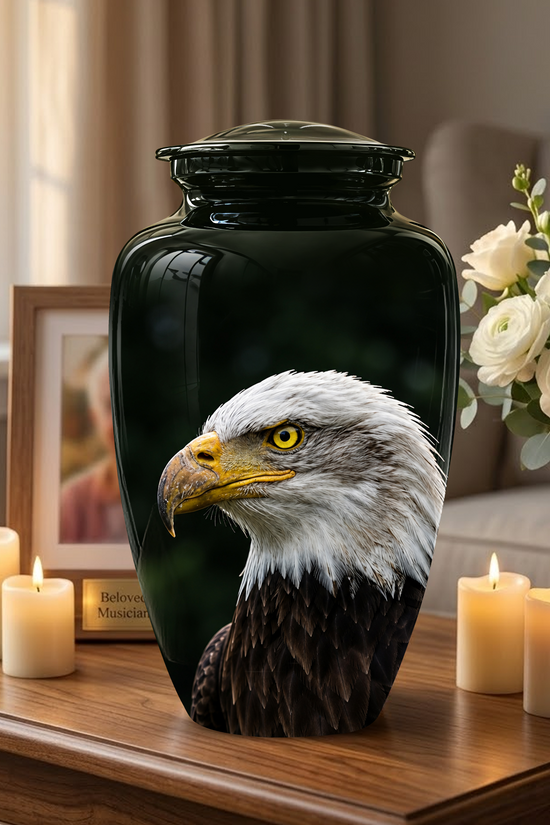 Patriotic Eagle Cremation Urn - Black Memorial Father Urns For Ashes