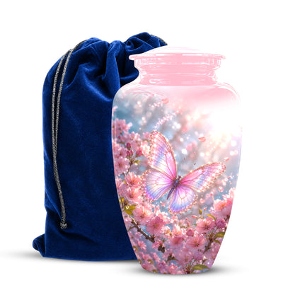 Personalized Pink Butterfly Memorial Urn - Handmade Urns For Mom Ashes