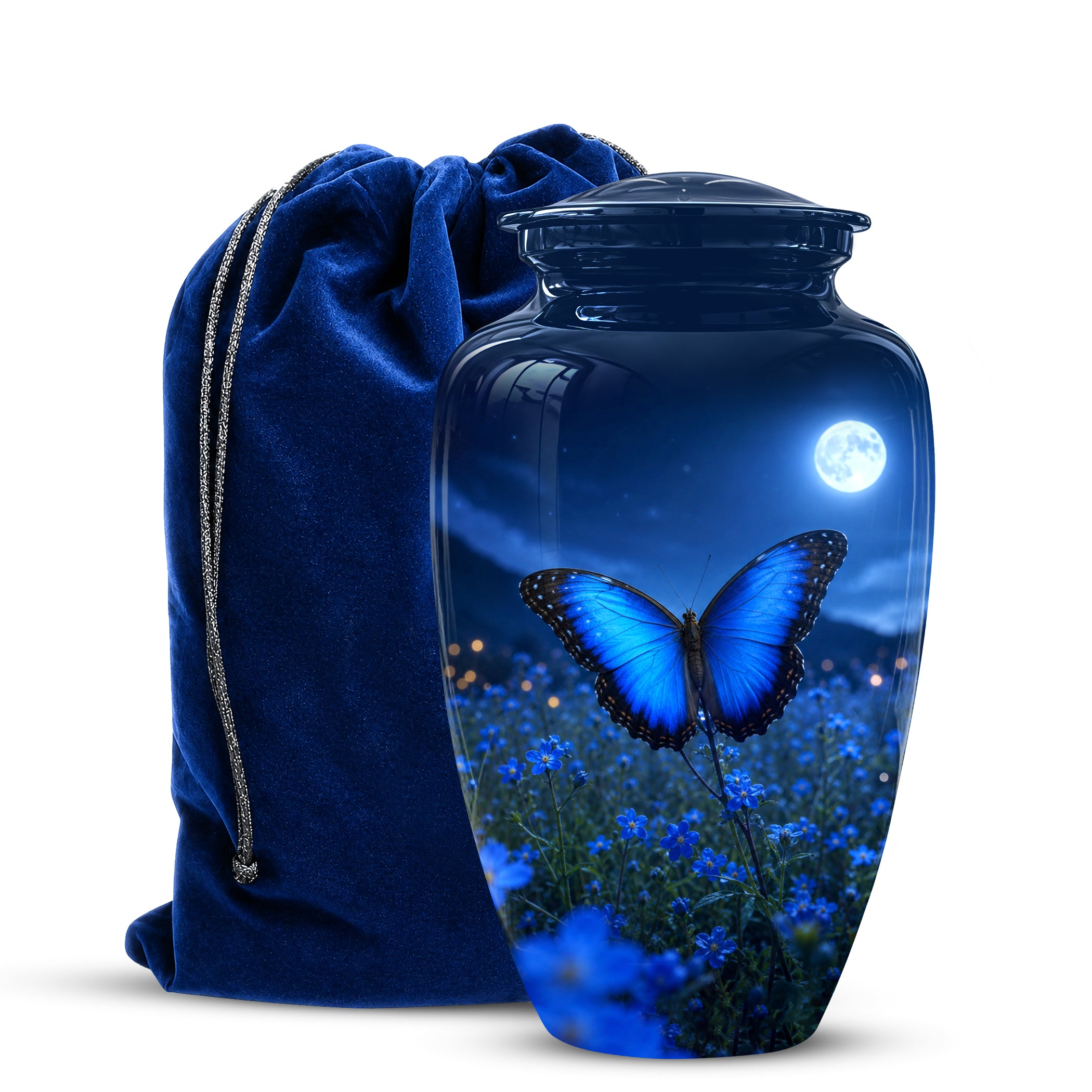 Personalized Blue Butterfly Cremation Urn - Handcrafted Urns For Mom