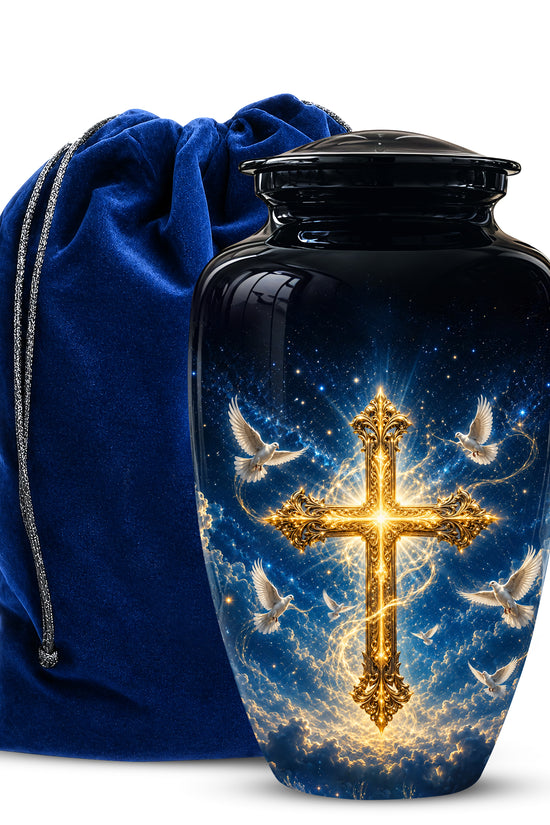 Golden Cross Cremation Urn – Celestial Urns For Men & Women Ashes