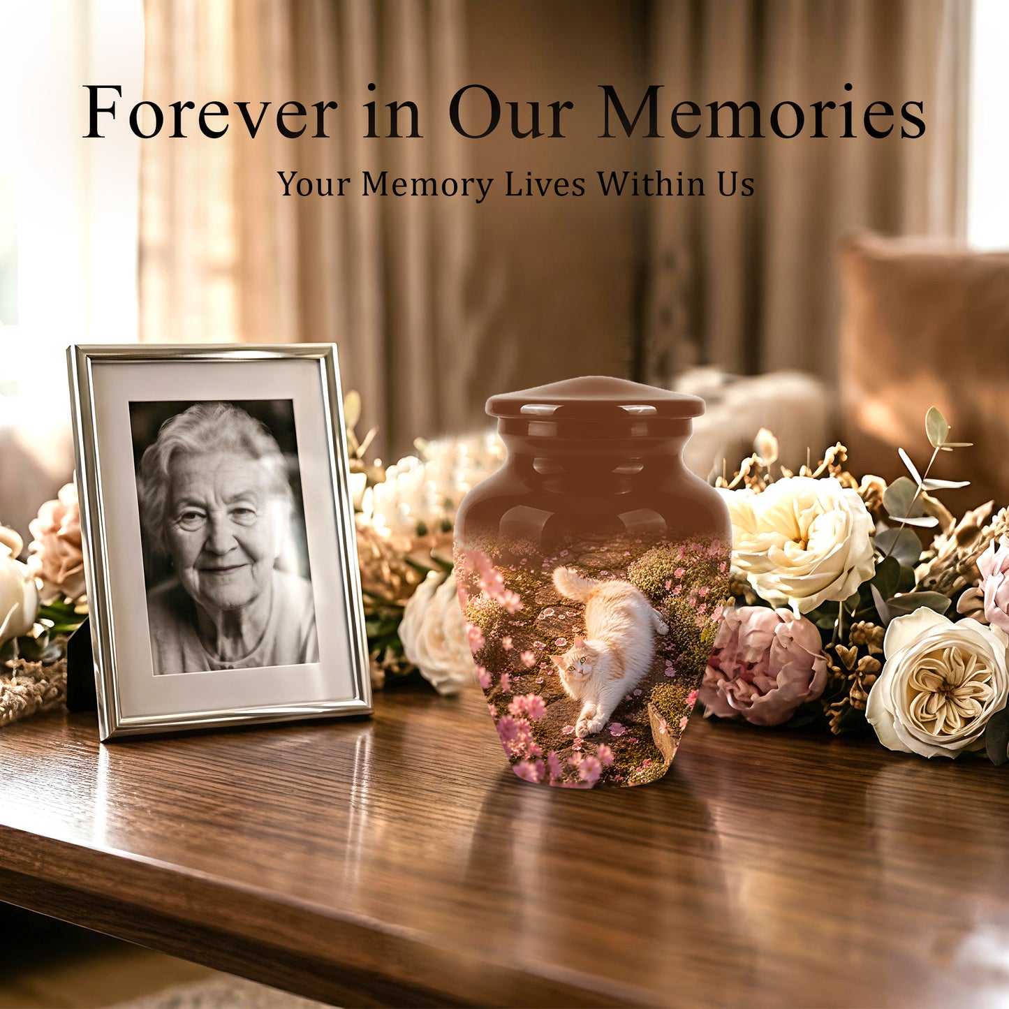 Fluffy Cat Cremation Urn - Custom Burial Memorial Urns On Sale
