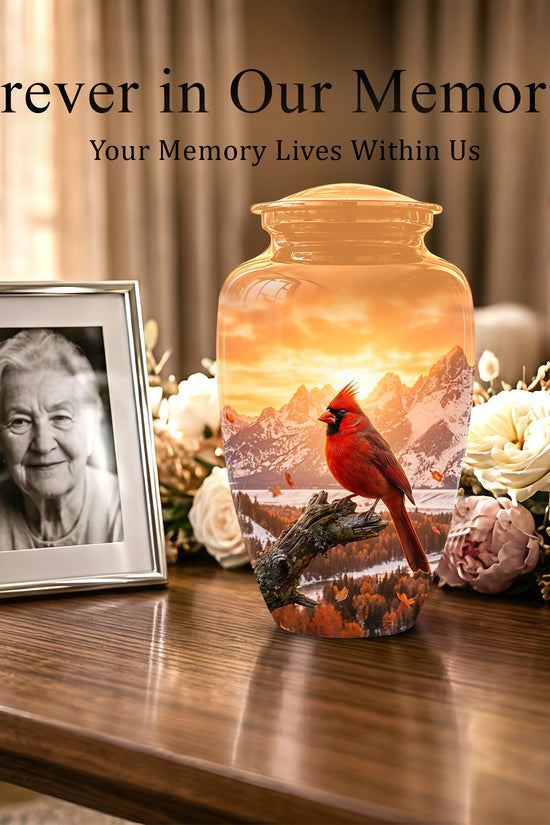 Red Cardinal Bird Burial Urn - Personalized Handcrafted Urns For Ashes