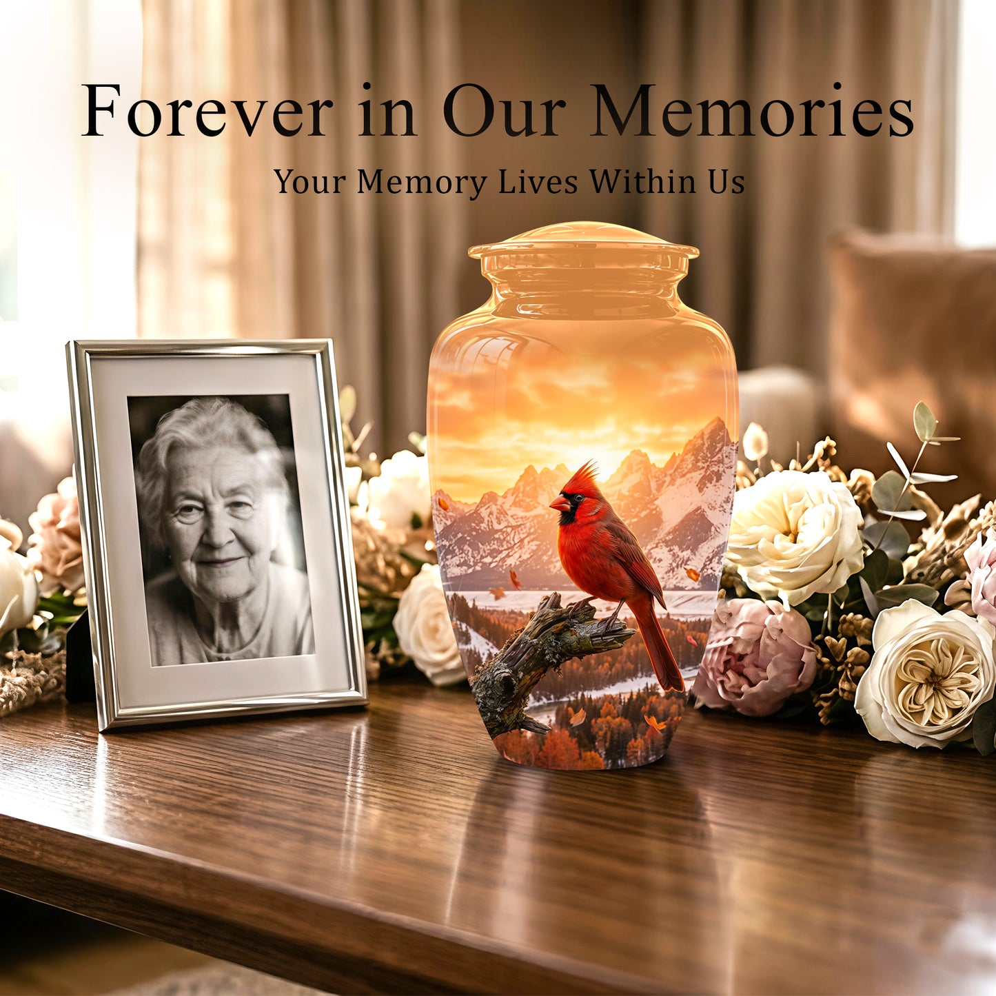 Red Cardinal Bird Burial Urn - Personalized Handcrafted Urns For Ashes