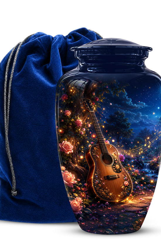 Acoustic Guitar & Starry Night Urn - Custom Funeral Urns For Musicians