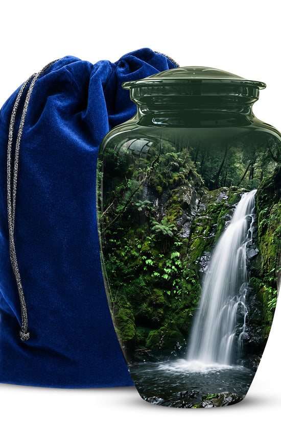 Waterfall Themed Memorial Urn - Peaceful Tribute Urn For Nature Lover