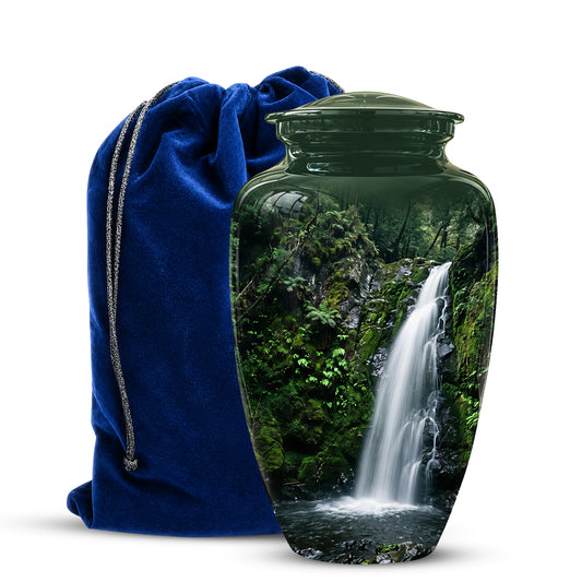 Waterfall Themed Memorial Urn - Peaceful Tribute Urn For Nature Lover