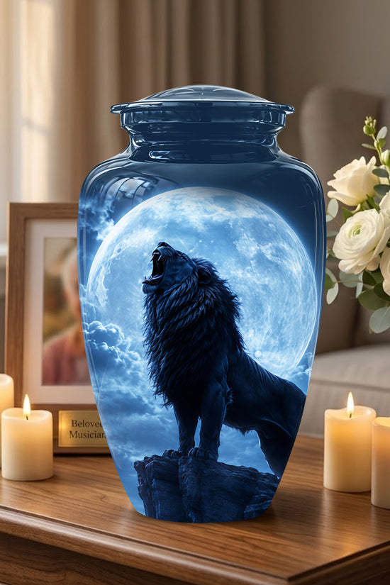 Roaring Lion Cremation Urn - Handcrafted Personalized Urns For Ashes