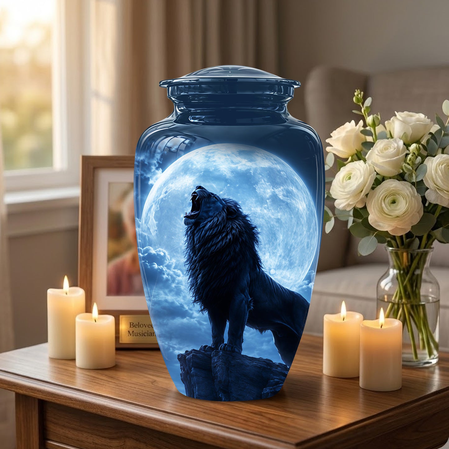 Roaring Lion Cremation Urn - Handcrafted Personalized Urns For Ashes