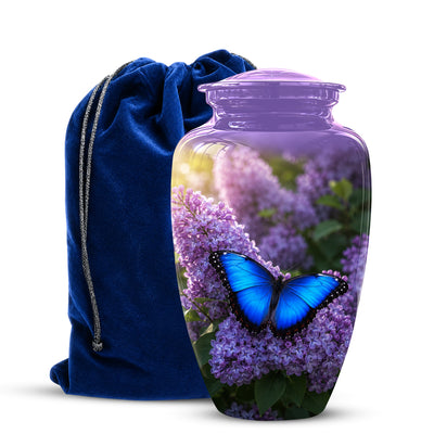 Blue Butterfly Cremation Urn - Purple Color Memorial Urns For Human Ashes