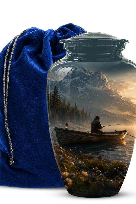 Fisherman Themed Urn - Artistic Fishing Landscape Urns For Human Ashes