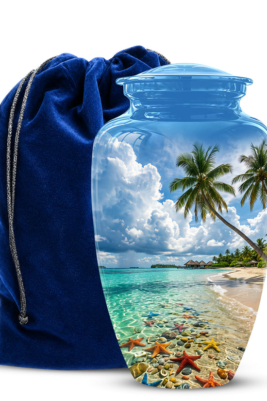 Beach Themed Burial Urn - Blue Sky Memorial Urns For Human Ashes