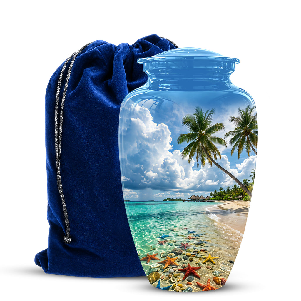Beach Themed Burial Urn - Blue Sky Memorial Urns For Human Ashes