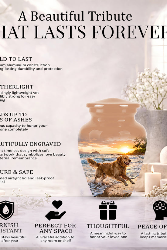 Golden Retriever Themed Urn - Personalized Memorial Urns For Pet Dog