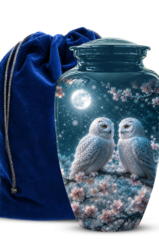Snowy Owl Couple Memorial Urn - Majestic Couple Urns For Loved Ones