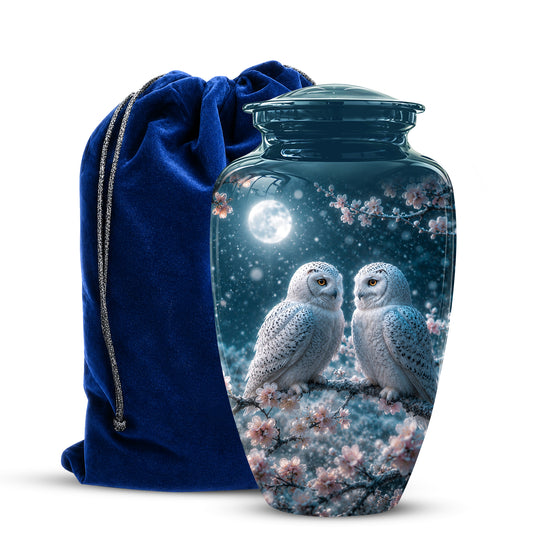Snowy Owl Couple Memorial Urn - Majestic Couple Urns For Loved Ones