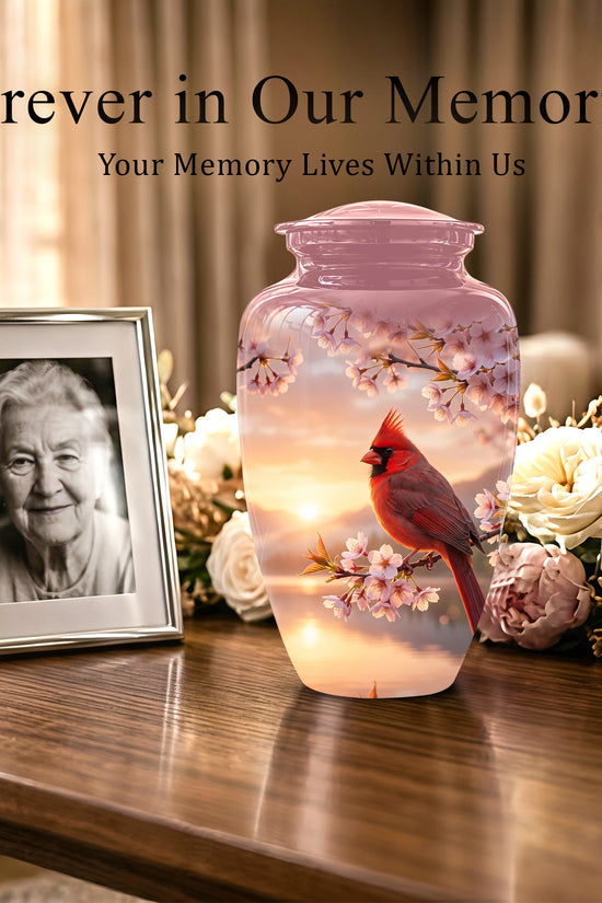 Cardinal Bird Themed Urn - Beautiful Memorial Urns For Spiritual Ashes