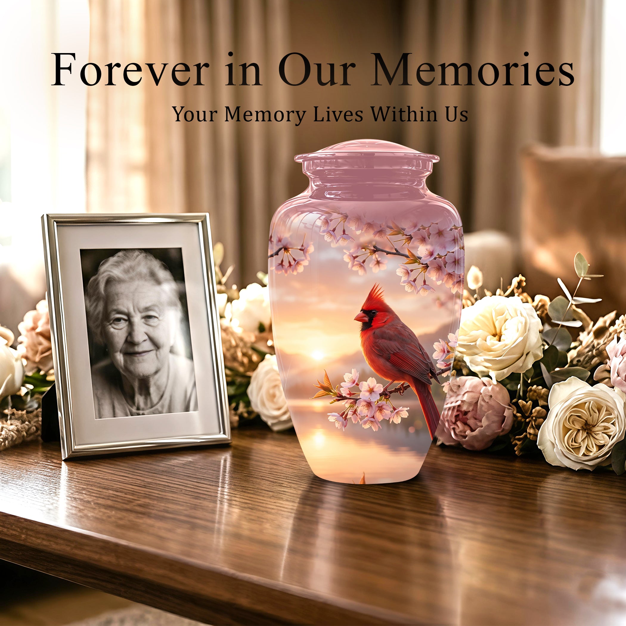 Cardinal Bird Themed Urn - Beautiful Memorial Urns For Spiritual Ashes