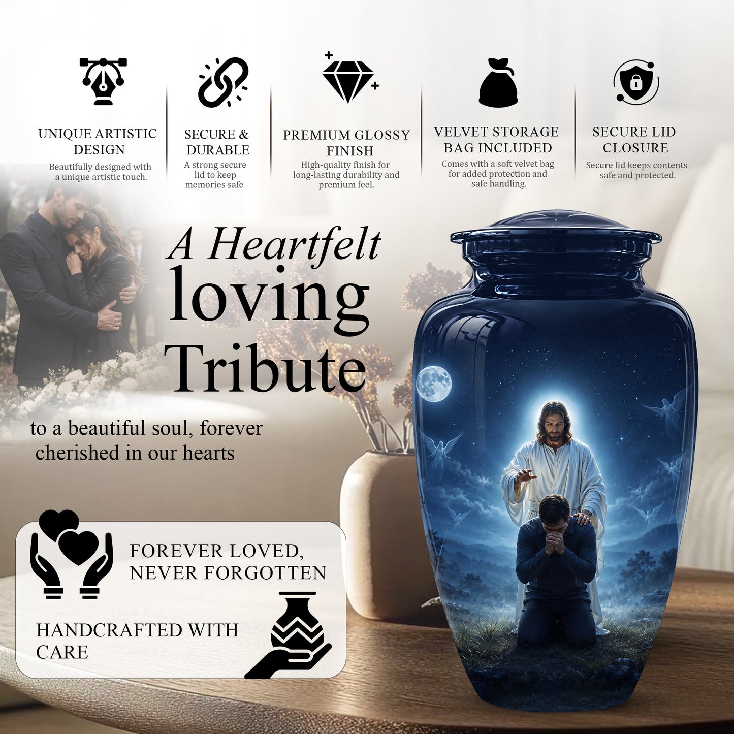 Jesus In Gethsemane Cremation Urn - Spiritual Urns To Tribute Ashes