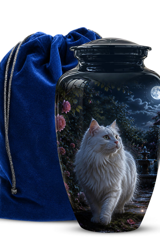Beautiful White Cat Cremation Urn -  Personalized Handcrafted Pet Urns