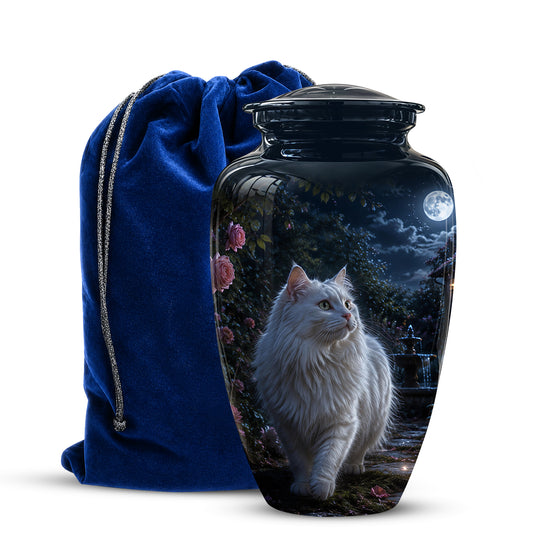 Beautiful White Cat Cremation Urn -  Personalized Handcrafted Pet Urns