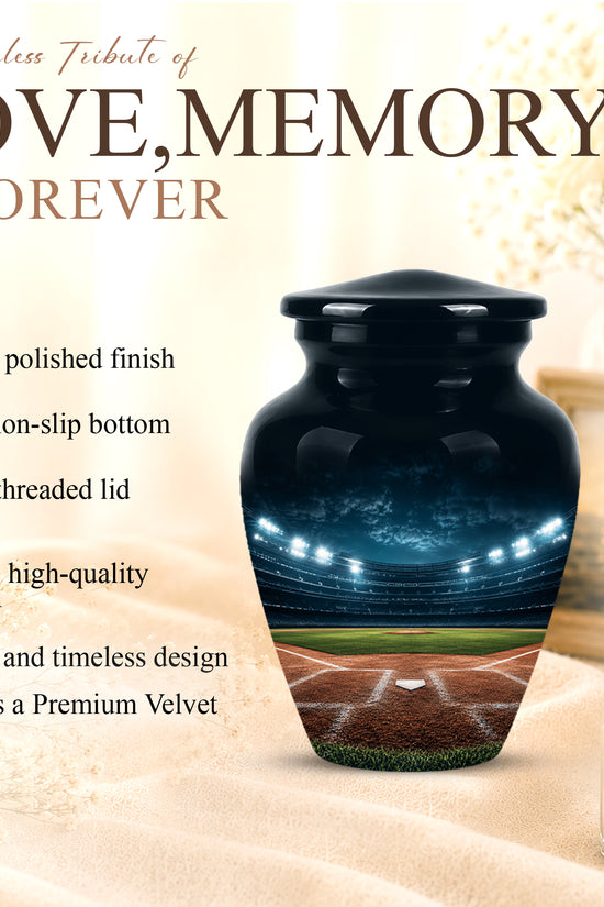 Personalized Baseball Ground Cremation Urn - Aluminium Memorial Urns