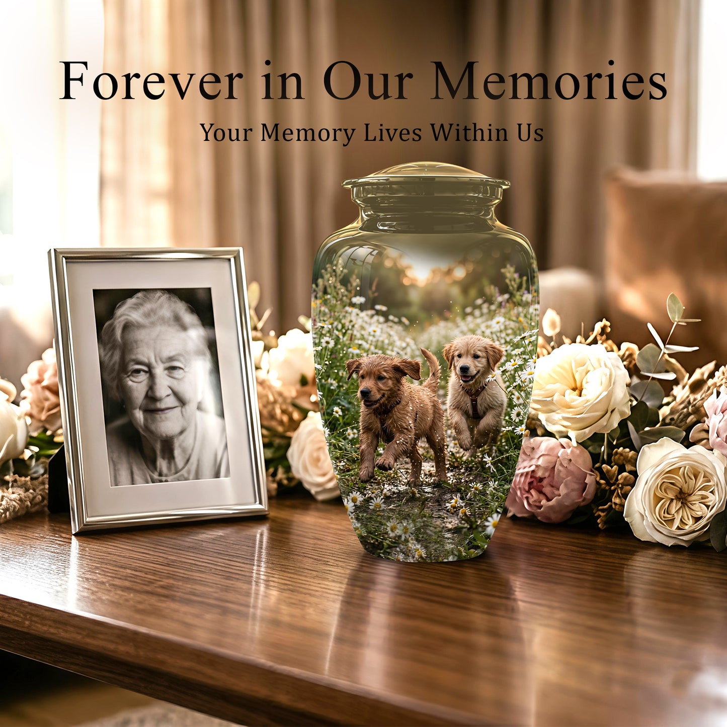 Playful Dog Puppy Urn - Personalized Memorial Urns For Pet Ashes