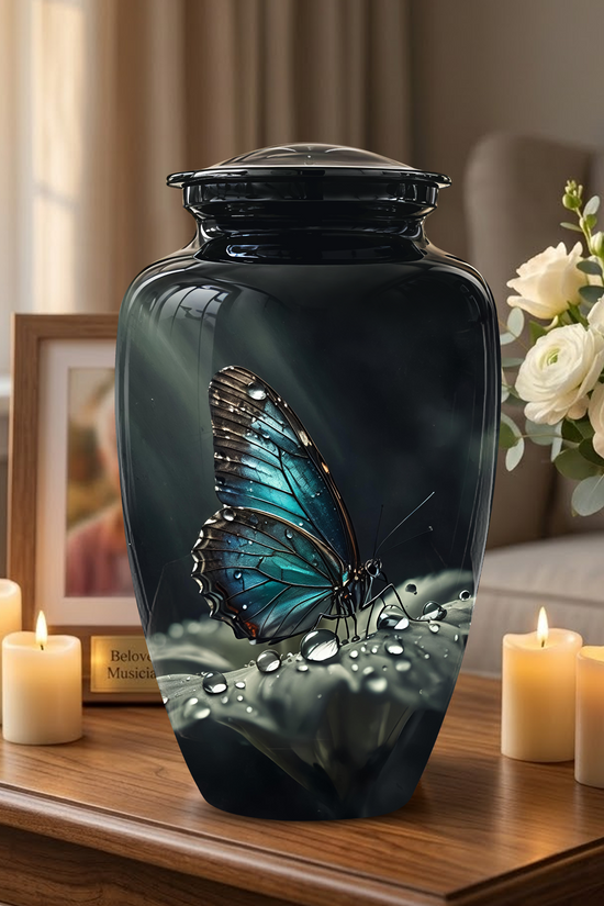 Blue Morpho Butterfly Cremation Urn - Beautiful Burial Urns For Mom Ashes