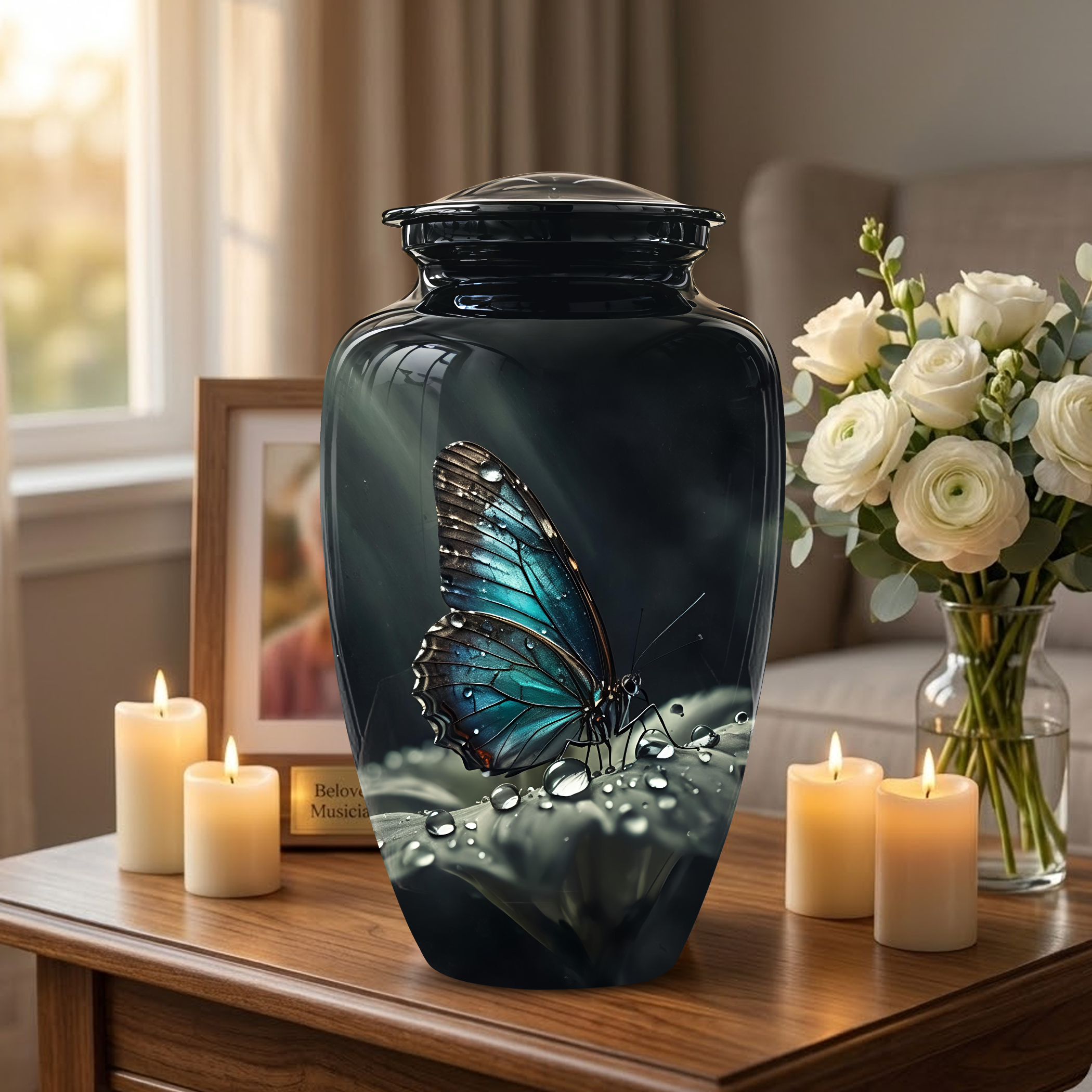 Blue Morpho Butterfly Cremation Urn - Beautiful Burial Urns For Mom Ashes