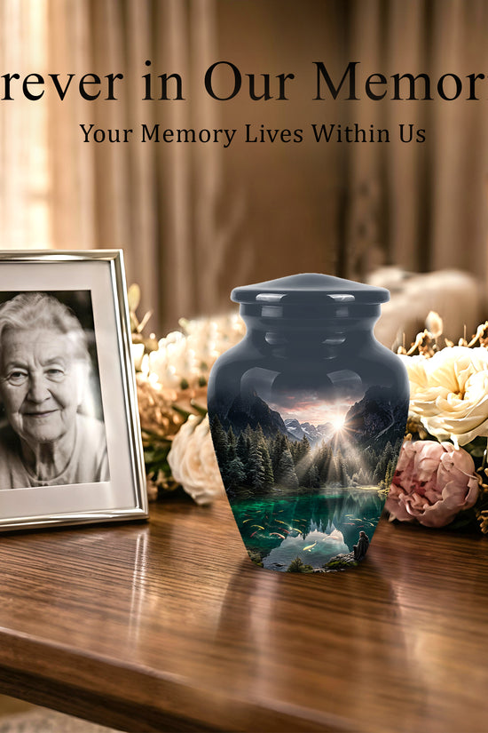 Mountain Lake Cremation Urn - Elegant Nature Urns For Human Ashes