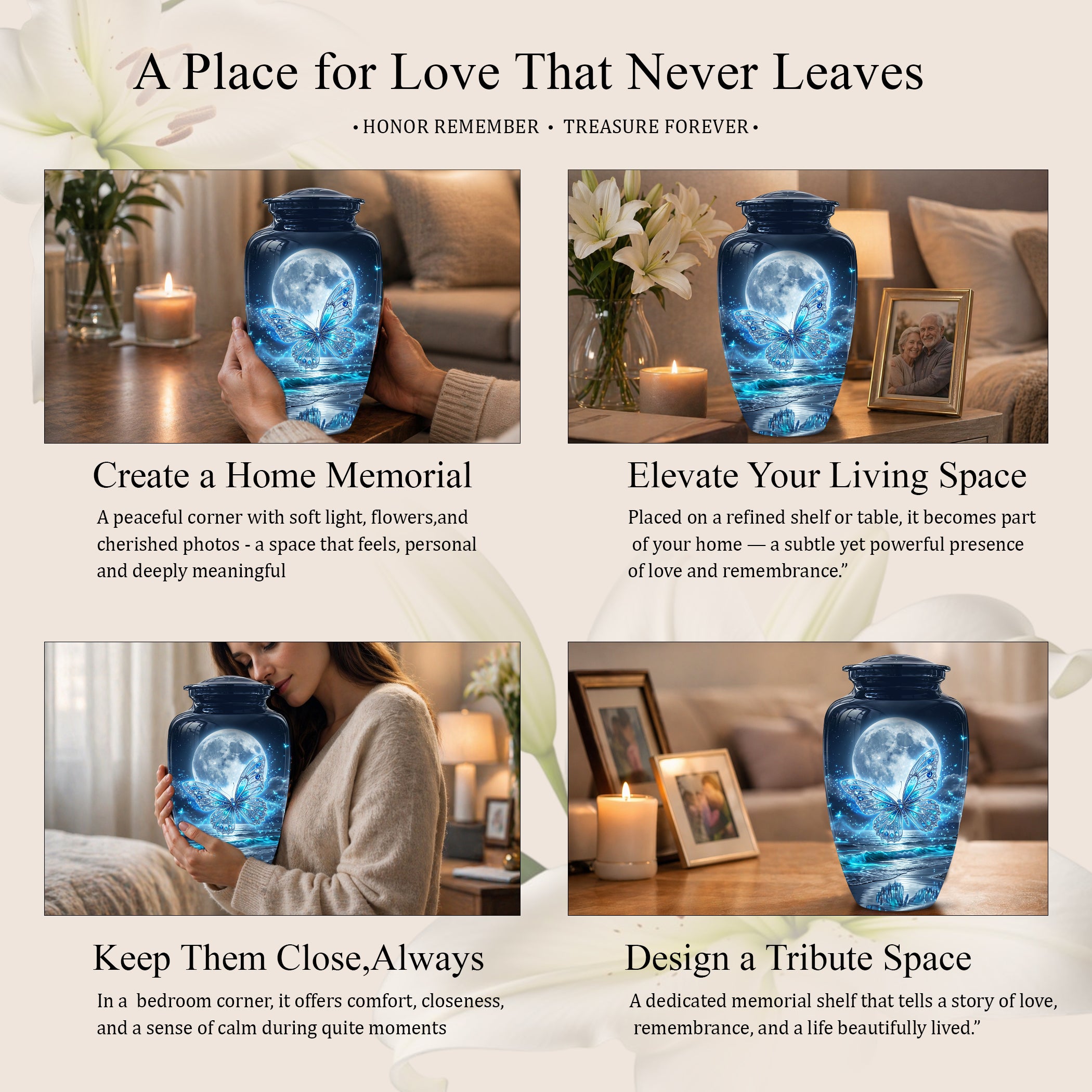 Beautiful Butterfly Burial Urn - Custom Memorial Urns For Women Ashes