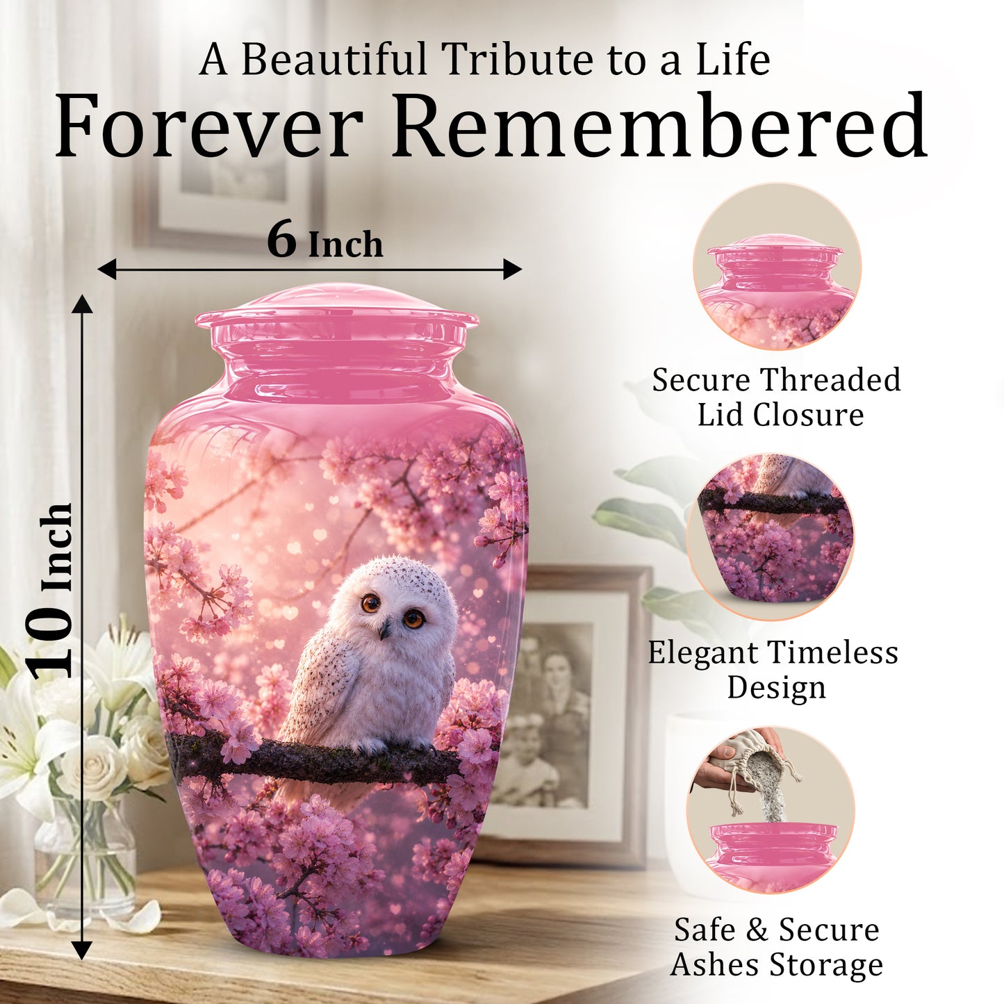 Baby Owl Cremation Urn for Ashes – Handcrafted Personalized Burial Urn
