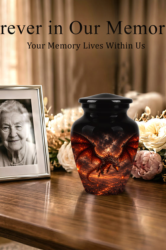 Dragon Fire Cremation Urn - Artistic Mythical Burial Urns For Human Ashes