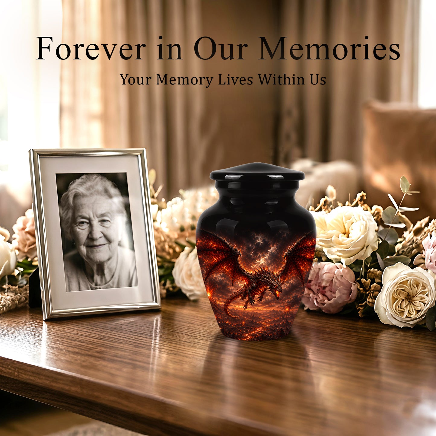 Dragon Fire Cremation Urn - Artistic Mythical Burial Urns For Human Ashes
