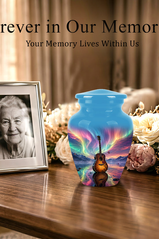 Guitar Aurora Borealis Urn - Classic Memorial Urns For Music Lovers