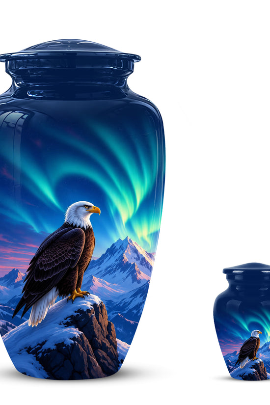 Personalized Bald Eagle Cremation Urn - Northern Lights Memorial Urns For Ashes