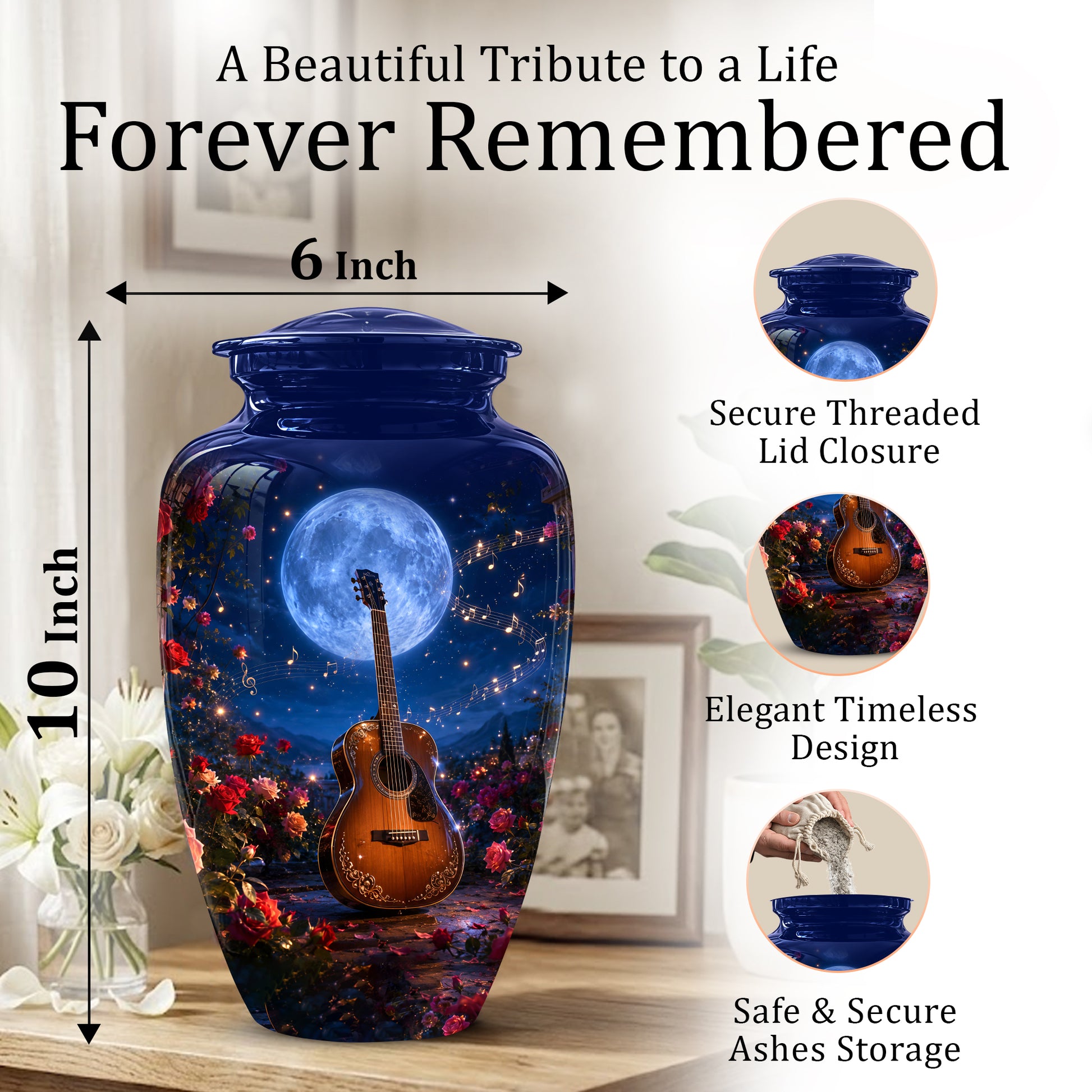Guitar Memorial Urn - Personalized Cremation Urns For Men&Women Ashes