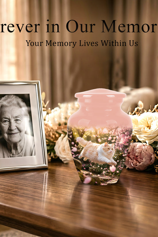 Fluffy Cat Pet Cremation Urn - Beautiful Pet Memorial Urns For Ashes