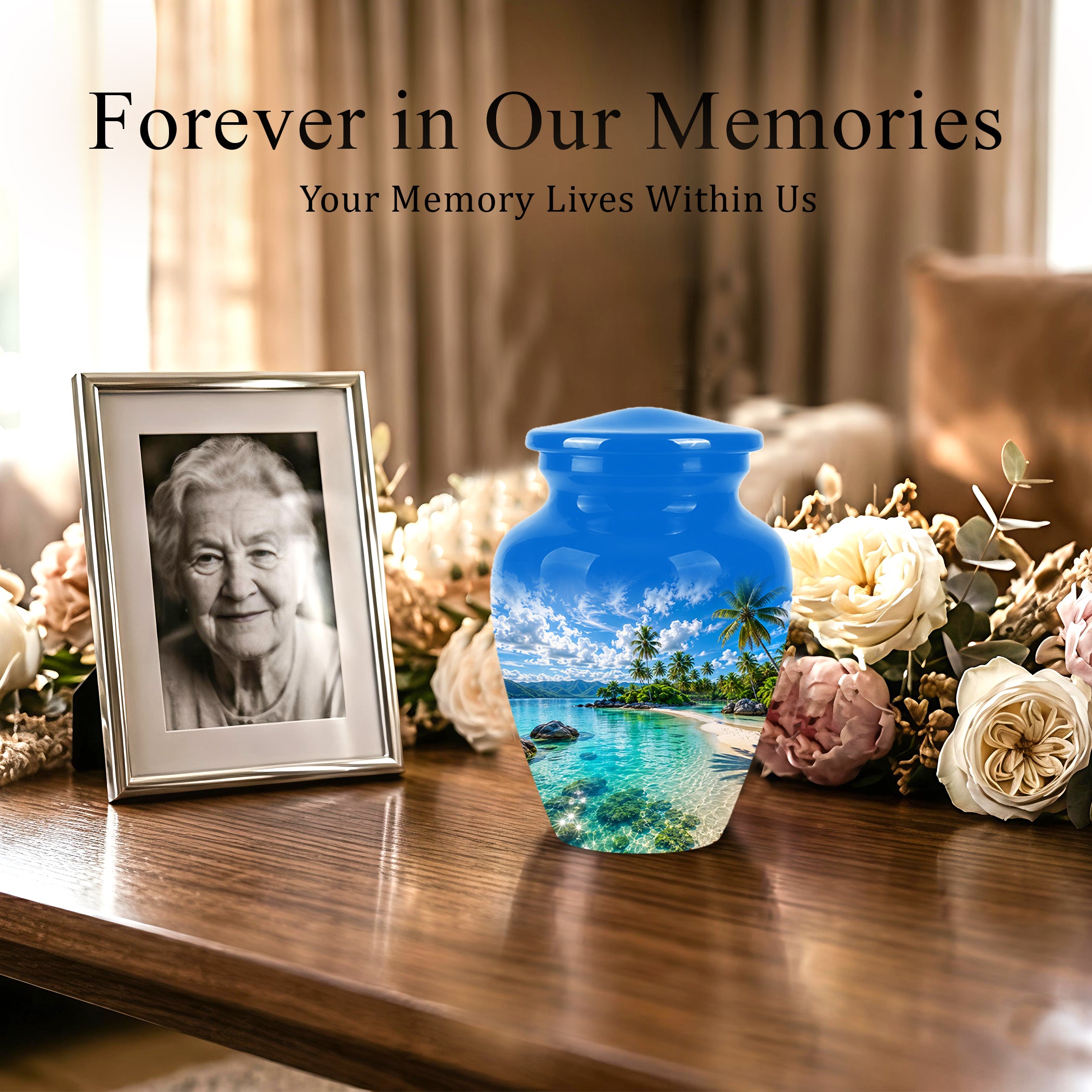 Beach Themed Burial Urn - Personalized Cremation Urns For Human Ashes