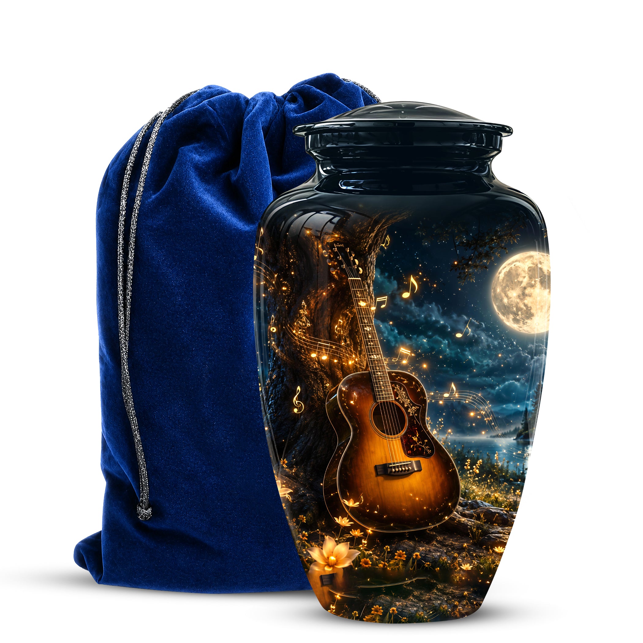 Artistic Guitar Cremation Urn - Starry Night Keep Urn For Music Lovers