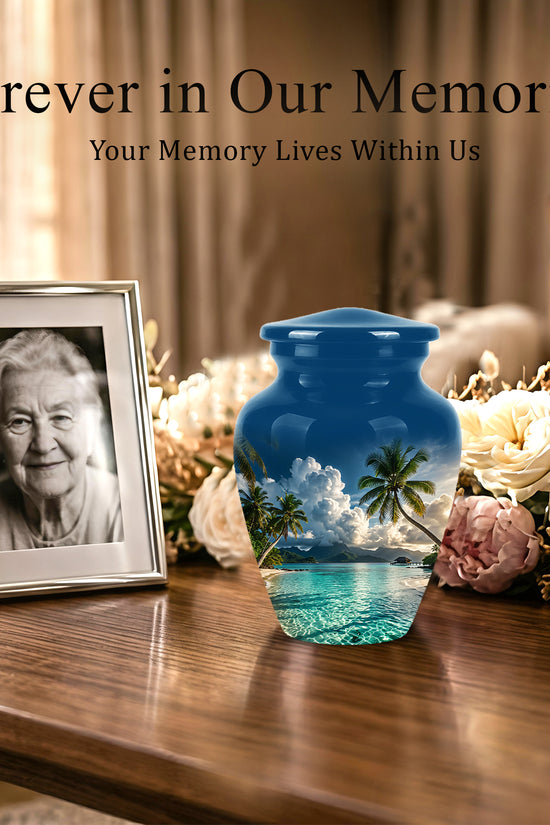 Tropical Beach Cremation Urn - Custom Memorial Urns For Women Ashes