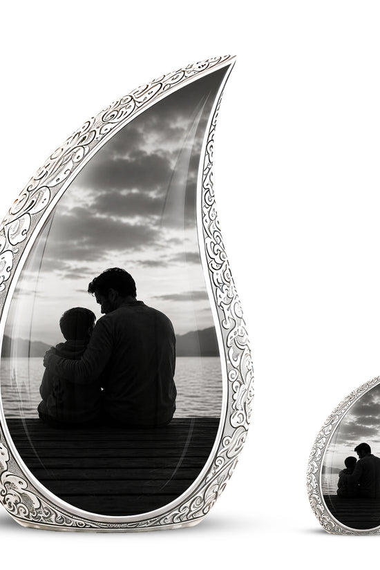 Handcrafted Father Memorial Urn - Black Personalized Urn For Dad Ashes