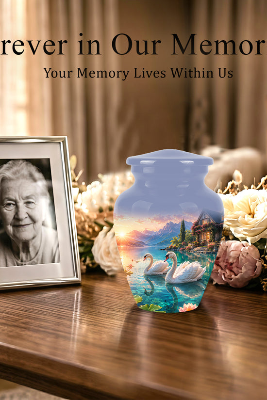 Couple Swan Themed Urn - Artistic Handcrafted Burial Urns For Humans
