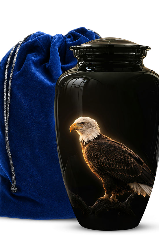 Bald Eagle Cremation Urn - Personalized Black Urns For Human Ashes