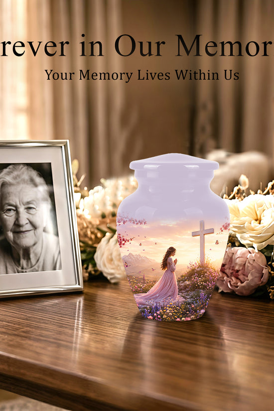 Peaceful Cross Cremation – Personalized Sunset Tribute Urns for Ashes