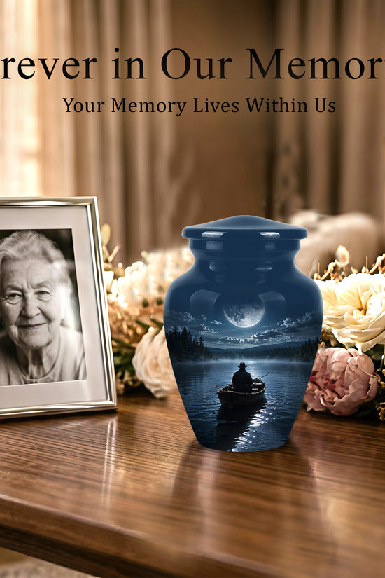 Fishing Memorial Urn - Affordable Night Fishing Themed Urns For Ashes